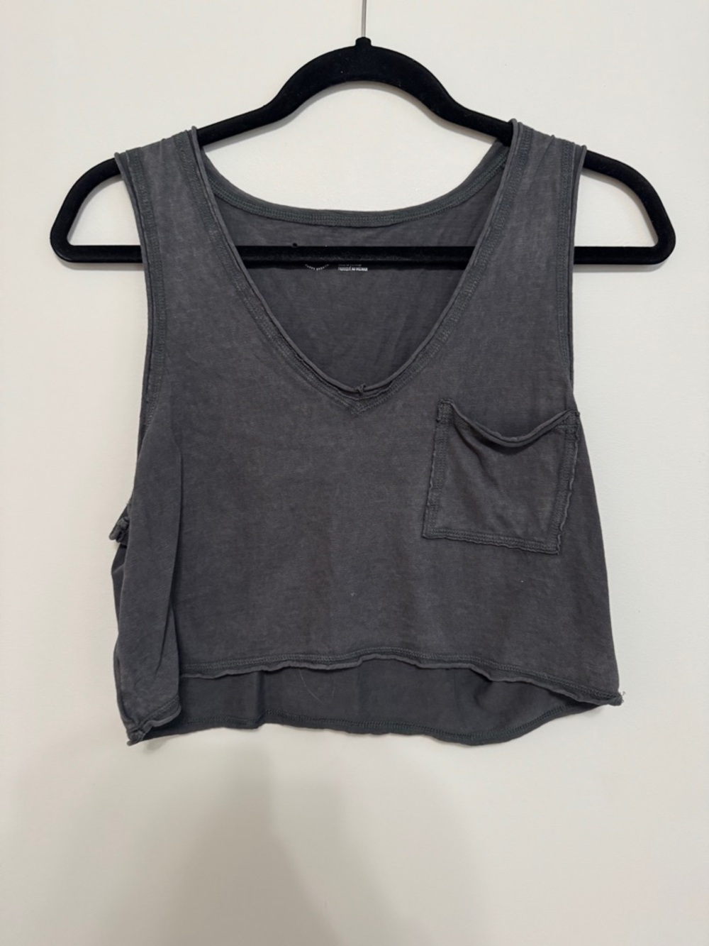 Aeri Women's Washed V-Neck Cropped Tank Top - Gray, Size S